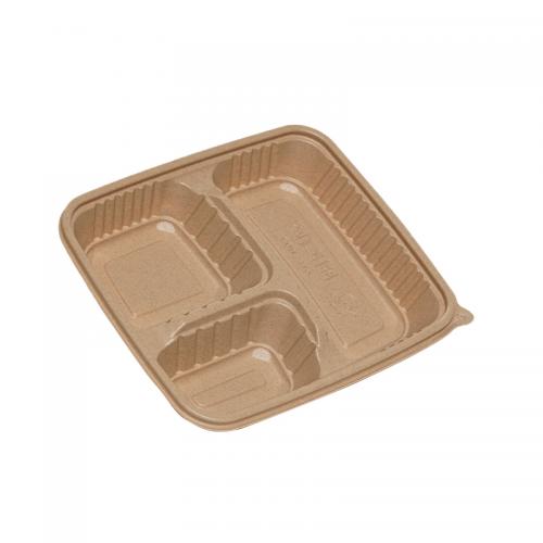 disposable rice husk three campartment lunch box 