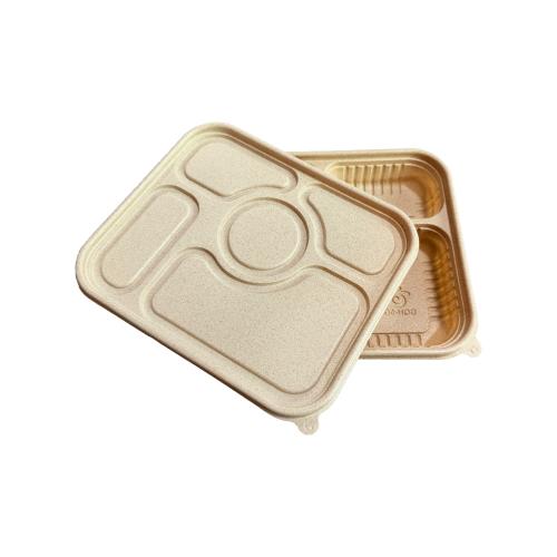 disposable rice husk five campartment lunch box